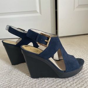 Michael Kors Josephine Navy Suede Wedges